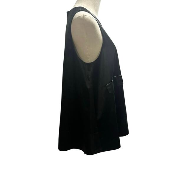Carven Modern Deconstructed Black Sleeveless Asymmetrical Pockets Top Sz 42/10 - Picture 4 of 10